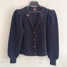 Arber Strickmoden Trachten Strickjacke Blau Schurwolle Hornknöpfe Vintage Gr. 42