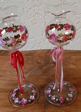 2 Glas Kerzenhalter Rosen