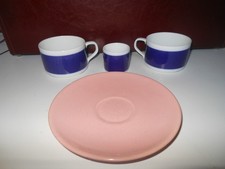 Melitta  Stockholm blau  Tassen + Eierbecher + 60er  Rosa Keramik Unterteller