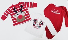 NEXT Baby WEINACHTEN Rudolph Micky Maus Shirts Body Rot Weiß 3-6M 68