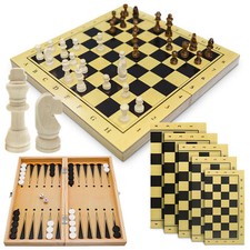3in1 Set Holz Schach Dame