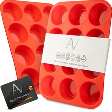 AVANA Muffinblech aus Silikon BPA-Frei Muffinförmchen Backform Muffinform - Rot