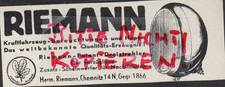 CHEMNITZ, Werbung 1939, Riemann Fahrrad-Beleuchtung-Kraftfahrzeug Auto Lampen