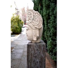 Buddha Kopf massiven Stein Skulptur Buddha Guan Yin Garten Deko Figuren