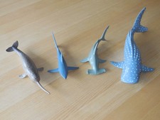 Schleich Konvolut Meerestiere 1995 – Walhai – Narwal – Blauhai - Hammerhai  1:32