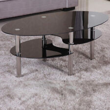 Couchtisch 98x55cm mit Ablage in schwarz Glas