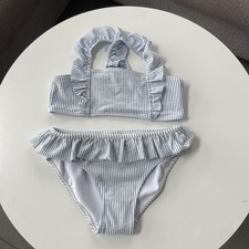 süßer Bikini von H&M Gr. 134/140 Hellblau Gestreift