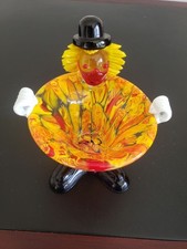 Vintage Lustiger Murano Glas Clown Vase/Bonbon Schale 50er Figur Statue Skulptur