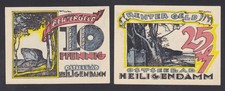 Reutergeld Heiligendamm 10 + 25 Pfennig, 2 Scheine (K4)