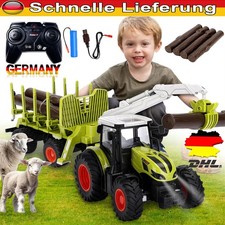  RC Traktor 2.4GHz 1:24 mit Anhänger Greifer für Kinder 3 Jahre Holztransporter