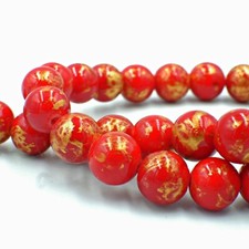 Nellys Jade Edelstein Perlen Strang rot Gold Schimmer rund Kugeln 