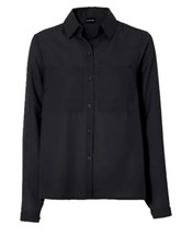 Damen Bluse Zierfalte schwarz