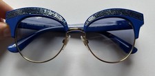Dolce & Gabbana Sonnenbrille Blau Pailletten Damen Gold Designer Brille DG6109