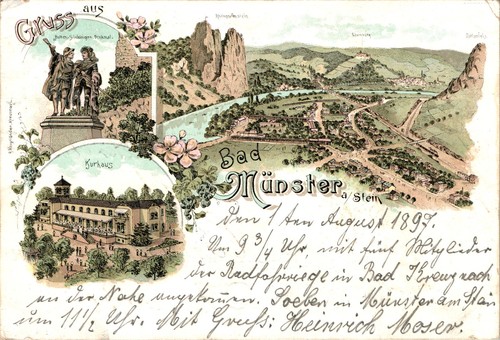 Litho gruss aus bad münster - litho,
