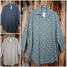 Musselin Damen Bluse Tunika Hemd Curvy Langarm Butterweich Gr.48/50 TU0036