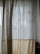 Vorhänge, 2 x Schlaufenschals, Creme/Beige, Stickerei, Landhaus, Top Zustand 