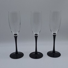 3er Set Luminarc France Gläser, Sektglas, schwarzer Stiel