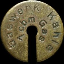 GASMARKE: 1 cbm Gas, Messing. GASWERK KAHLA / SACHSEN-ALTENBURG.