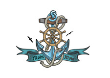 Anker/Steuerrad und Möwen