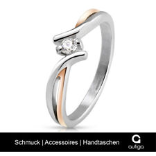Edelstahl Ring Damen Solitärring Verlobungsring Zirkonia Kristall Zweifarbig