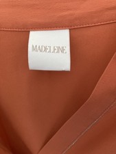 MADELEINE Bluse 100% Seide 38 (M Maße) wie NEU orange Glitzer Ärmel hochknöpfbar