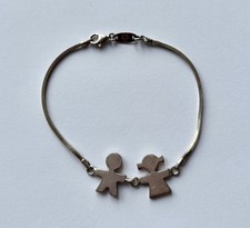 Vintage Alessi Sterling 925 Silber Junge Mädchen Kette Armband Girotondo King Kong