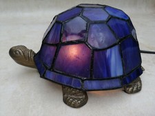 Tischlampe Buntglas Schildkröte Blau Tiffany Stil Tischleuchte Höhe ca. 10,5 cm