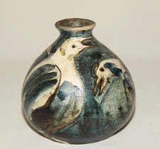 Keramik Vase handbemalt VÖGEL