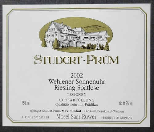 Weinetikett studert prüm 2002 - studert-prüm,