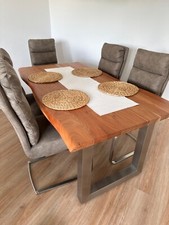 Set Esstisch mit 4 Esszimmerstühlen(Echtholz Akazie + hochwertig)