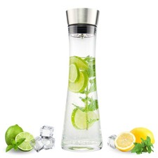 bremermann Glaskaraffe SVEA, Wasserkaraffe 1,2 Liter mit Edelstahlausgießer