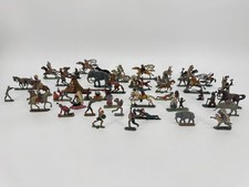 GROßES KONVOLUT ZINNFIGUREN INDIANER COWBOYS TIERE BEMALT ANTIK