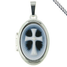 Medaillon Amulett Kreuz mit Gravur auch Sternzeichen und Kette Silber Medallion