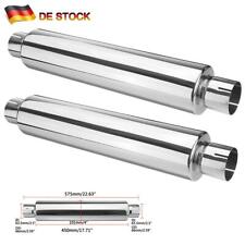 2X 2.5" Universal 63.5mm Auto Auspuff Endtopf Schalldämpfer Rund Edelstahl 575mm