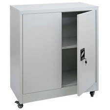 B-Ware Aktenschrank MCW-O50, mit Rollen, 2 Türen, Stahl 98x80x40cm, hellgrau
