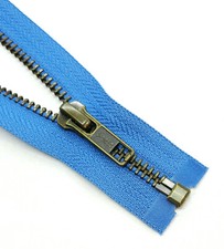 Reißverschluss Metallzähne Bronze Größe #5 1 Weg YKK teilbar BLAU TÜRKIS Farben