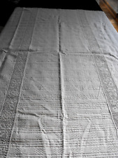 antike Tischdecke Baumwolle u. Häkelspitze, Handarbeit, weiß 140x185cm,  -9-