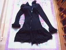 Mais il est ou Le soleil Strick Jacke Schwarz mit Angora Trompetenärmel Fell S