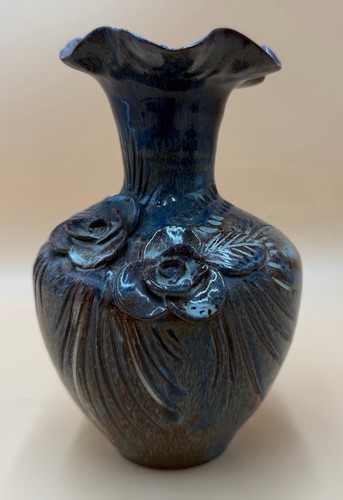 Kunstkeramik vase vintage blau - kunstkeramik,