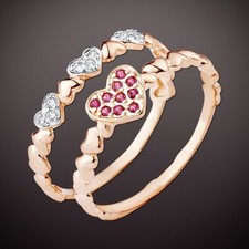 Double Ring HEARTS Russian