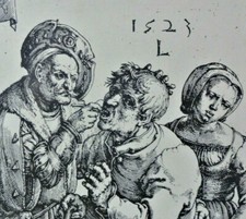 Lucas van Leyden (1489-1533) Lithographie nach Kupferstich 1523: DER ZAHNARZT