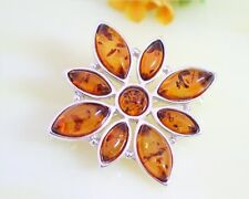 Bernstein Brosche Silber 925