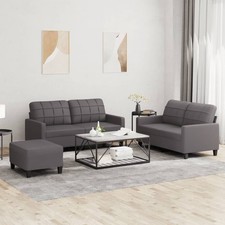 Sofagarnitur Kissen Sessel Sofa Couch Wohnzimmersofa 3-tlg. Kunstleder vidaXL