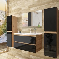 Badmöbel Set Eiche / Schwarz