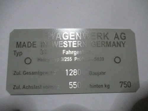 Typenschild schild für typ - vw,