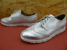 Double You Damen Schuhe Halbschuhe Schnürschuhe Business Silber Gr.36 Leder