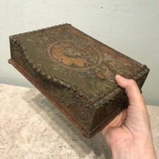 Dose Messingbeschlag Frauenkopf Jugendstil Jahrhundertwende 19. Jhd ? antik alt