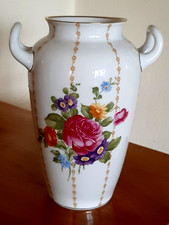 Vintage Jugendstil Rosenthal Porzellan Henkel-Vase Goldrand Blumendekor