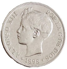 Spanien 5 Pesetas 1898 Silber