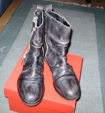 SPM Echtleder Stiefel Gr.37 Grau Töne Used Optik Reißverschlüsse SUPER